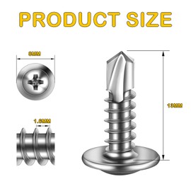 200Pcs Wafer Head Self Drilling Screw, M4.2 x 13mm Self Tapping Screws for Metal, Modified Truss Head Self-Tapping Screws, Sheet Metal Screws for Plastics, Wood, Aluminum
