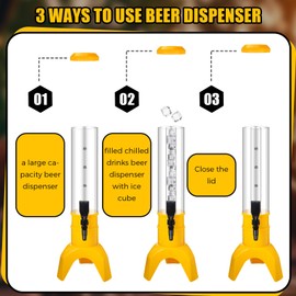 Domensi 6 Pcs Drink Tower Dispenser Mimosa Tower with Ice Tube and Bottomless Mimosa Lunch Beer Beverage Drink Tabletop Liquor Dispenser for Bar Party(1.5l,Yellow)