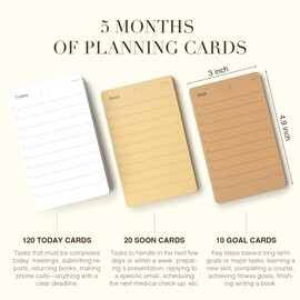 Daily To Do List Planner, 150 Checklist Cards with Walnut Stand, Reusable Productivity Index Card Organizer for Work Office School, with Portable Card Storage Holster, 6.7x3.5 Inches