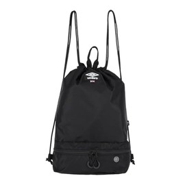Umbro 70090 Boys Backpack, Knapsack, Drawstring Bag, 2 Layers, Drawstring Bag, Sports, Black