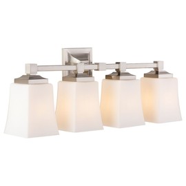 Brighton 4 Light Bathroom Vanity Fixture Brushed Nickel w/Frosted Glass Linea di Liara LL-WL240-4-BN