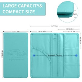 KVTVOU Car Registration and Insurance Holder, Premium PU Leather Car Glove Box Organizer, Vehicle Glove Box Car Organizer, Wallet Accessories for Cards, Essential Document, Driver License -Green