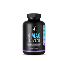 B Life Fórmula Pura de 4 Magnesios con 70 Cápsulas | Citrato, Glicinato, Gluconato y Carbonato | 1400mg por Porción | 4 Mag Element