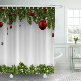 EAGLEBOBI Merry Christmas Shower Curtain Waterproof Polyester Fabric Shower Curtain 72 x72 Inches Fabric Waterproof Shower Curtain Set with 12 Hooks (only Shower Curtain)