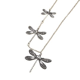 Progresssail Dragonfly Necklace Western Animal Necklace for Women Vintage Silver Y Shaped Pendant Necklace Cowgirl Sweater Necklace Boho Multilayer Pendant Long Sweater Necklace Jewelry