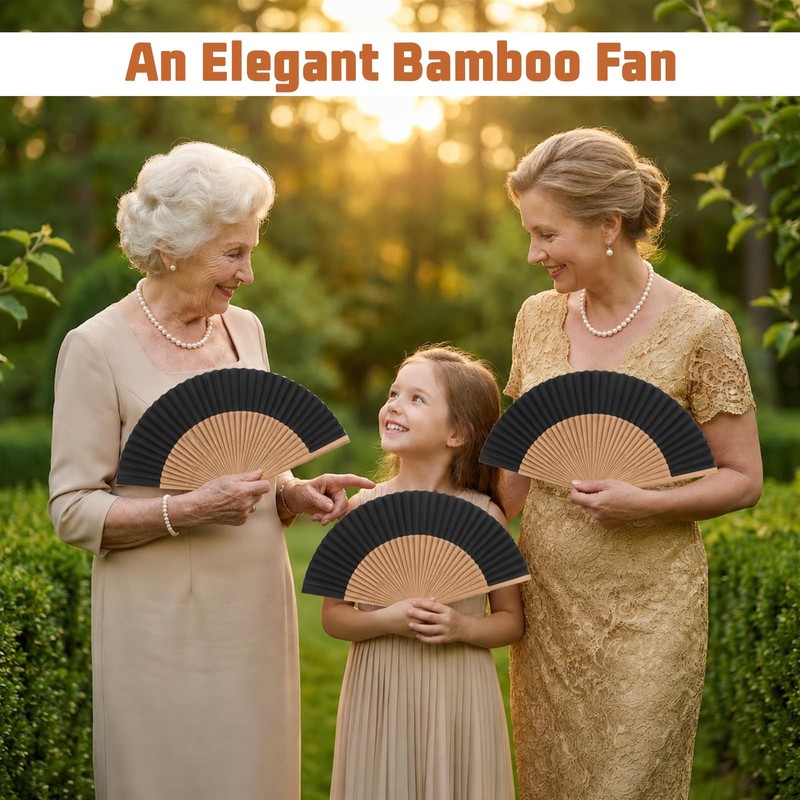 Nogeqi Handheld Folding Fan, Bamboo Foldable Hand Fan for Women