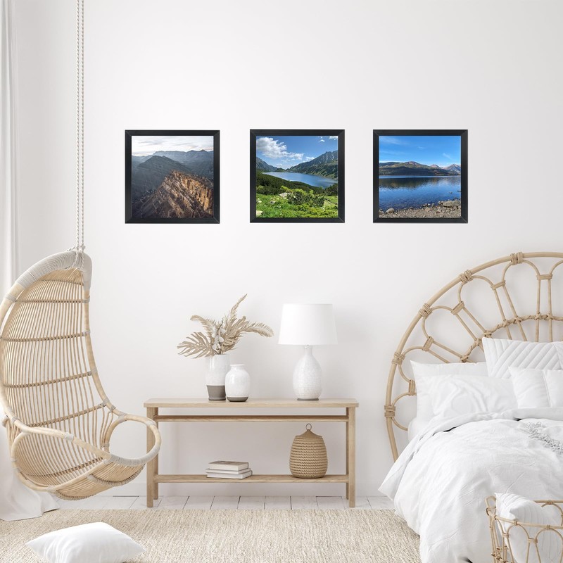 5x5 Picture Frame Set of 6 Black for Wall Hanging