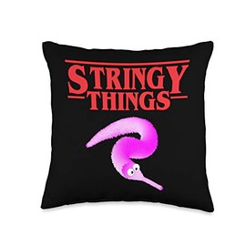 Stringy Things, Fuzzy Magic Worm on a String Dank Meme Gift Throw Pillow