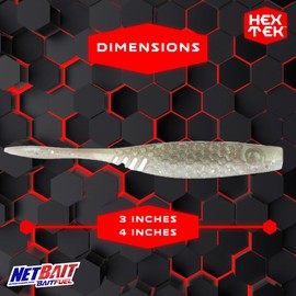 NetBait HexTek EKO Shad | 3″ & 4″ Soft-Plastic Swimbait | Profile with HexTek Texture for Bass & Predators | Green Shad, 3-Inch