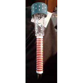 trueliving Outdoor Patriotic Solar Stake Lights Top is White Stars Bottom is Red & White Stripe 12"