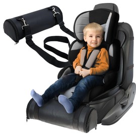Kalnweis Car Seat Foot Rest,Car Seat Foot Rest for Kids-Booster Seat Foot Rest-Convenient Car Accessories for Kids - Supportive Car Seat Pillow for Toddlers - Long Adjustable Strap (Black Leather)