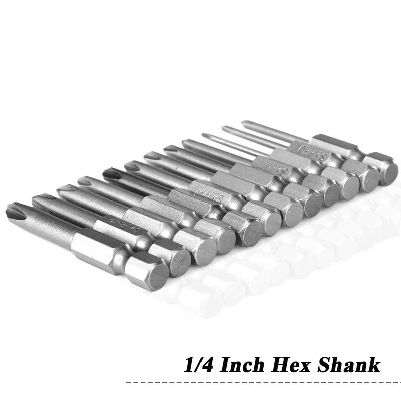 Mesee 12Pcs Magnetic Phillips Screwdriver Bit Set with 1/4-inch Hex