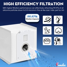 FAMELEC 10 Pack for LG Vacuum Bags, Compatible with LG CordZero All in One Tower Vacuum A939KBGS A938KBGS A937KGMS, High-Efficiency Replacement Vacuum Cleaner Bags Compatible with LG CordZero Vacuum