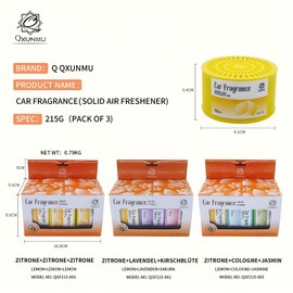 Q QXUNMU Q QXUNMU Auto Duft Lufterfrischer Set fr Auto und Zuhause, Geschenkbox mit 3er-Pack Zitronen Car Scents-auto duft personalisiert/duft auto innenraum-Perfekte Geschenke fr M?nner und Frauen, 645g