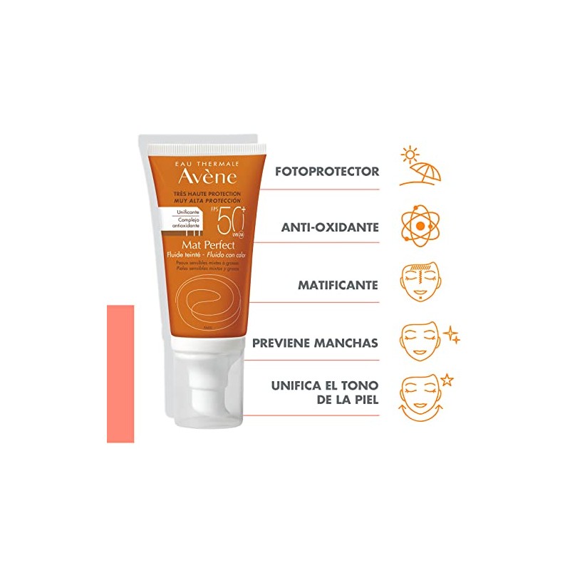 Avene Fluido Ultra Mat SPF 50 Toque Seco Emulsión tintada
