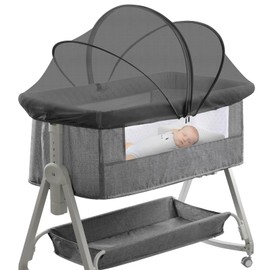 Bassinet Cover Mosquito Net for Crib, Bassinet with Cover Prevents Entry of Insects/Pets, Crib Mesh for Bedside Sleeper/Crib/Travel Crib (Black-Small)