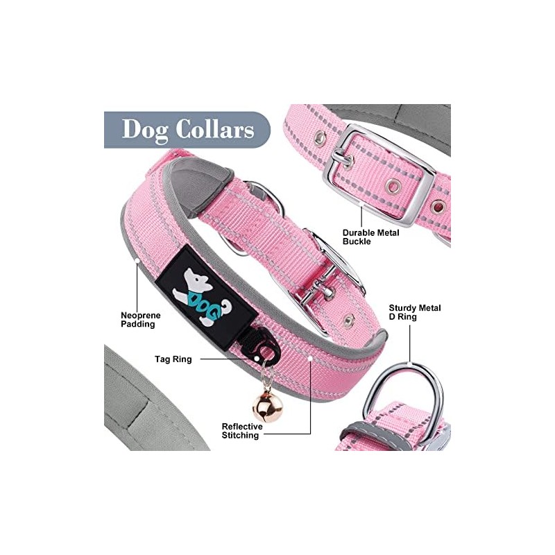 AUAUY Collar de perro de nailon, collar de perro reflectante