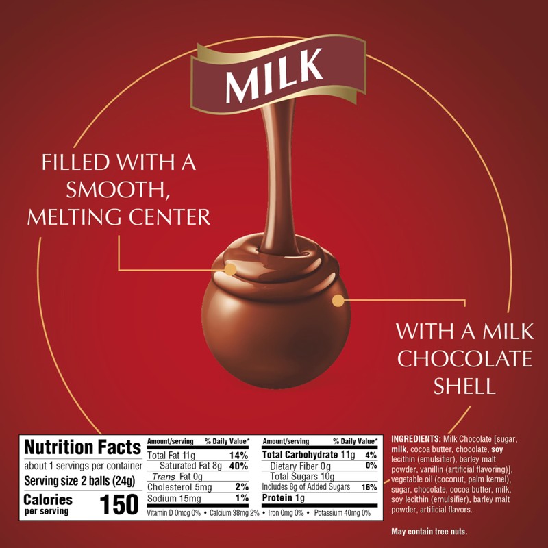 Lindt LINDOR Milk Chocolate Truffles, Milk Chocolate Candy with Smooth,