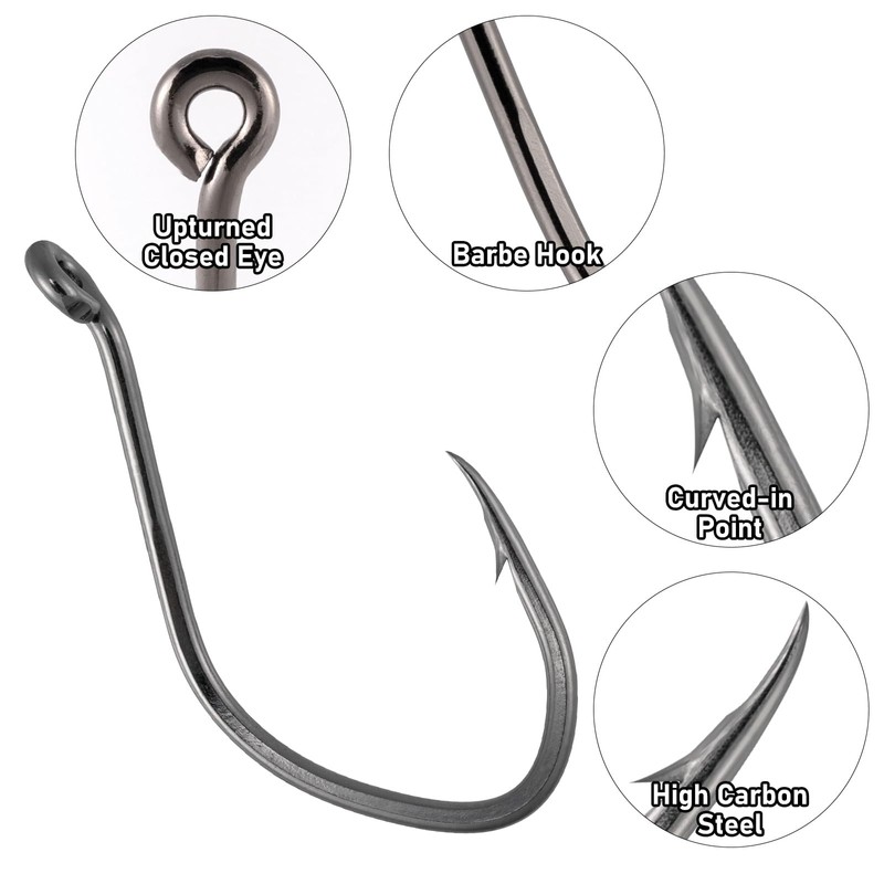 Dr.Fish 50 Pack Big River Bait Hooks Catfish Fishing Hooks