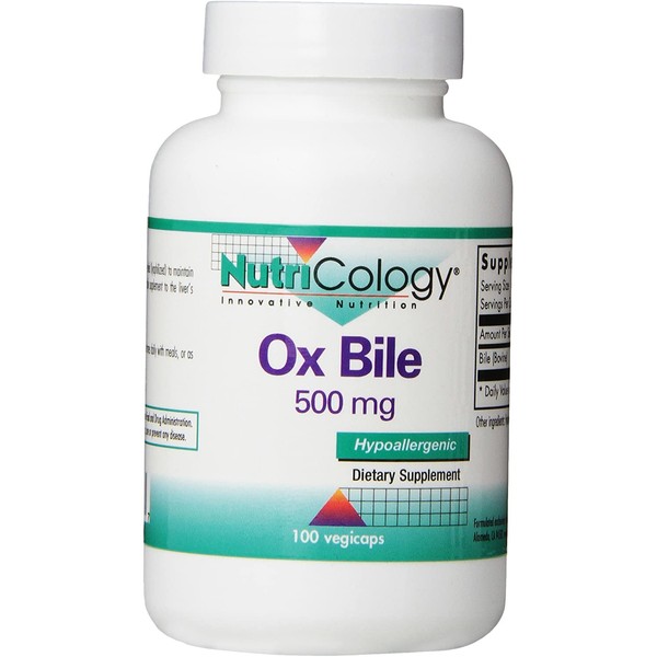 Nutricology Ox Bile, 500 mg, 100 Vegetarian Capsules