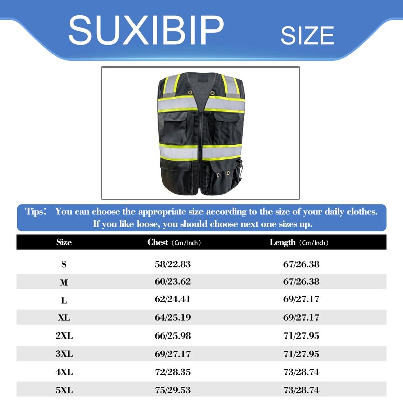 Safety Vest Reflective Stripes Safety Black Knitted Vest Bright Construction