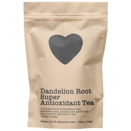 Dandelion Root Super Antioxidant Tea, 15-20 Servings, Eco-Conscious Zip Pouch, Contains Caffeine, Pure Loose Leaf Tea Grown in America, 1.33 Ounce (Small)