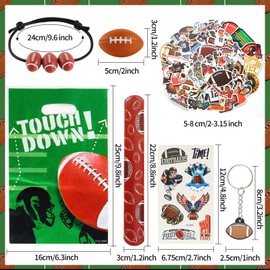 Kolewo4ever 295 Pieces Football Party Favors Football Themed Birthday Gift Goodie Bags Party Faovrs 24 Set Mini Foam Stress Balls,Slap Bracelet, Keychain, Charm Bracelets