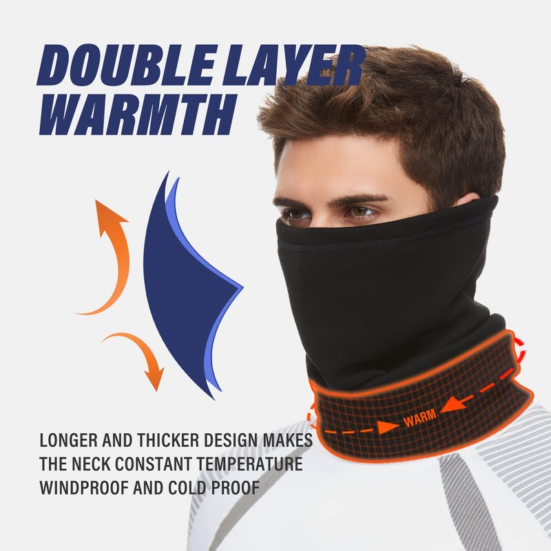 SUNMECI Neck Gaiter Warmer Ski Scarf Windproof Mask - Thick