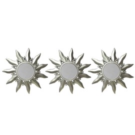Northlight Set of 3 Mayan Sunburst Matte Silver Round Mirrors 9.5"