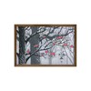 Ambesonne Winter Framed Wall Art, Bullfinches on Trees Winter City
