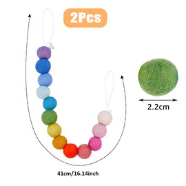 SUPERFINDINGS 2Pcs Curtain Tiebacks Colorful Felt Ball Curtain Ties Rainbow Curtain Holdbacks Decorative Tie Backs for Home Bedroom Office Drapes Curtain 41cm