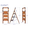 BIBKOKE Step Ladder Folding 3-Step Woodgrain Finish Aluminum Foldable Step