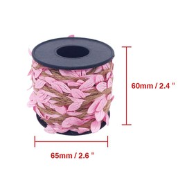 Burlap Leaf Ribbon 2 Rolls 66 Feet 5mm Jute Burlap Twine Vine with Artificial Leaves for Crafts Jungle Garland Party Wedding Garden Home Decoration Pink