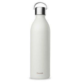 Qwetch - Active Grey Insulated Flask, 1 Litre - Drinking Bottle with Recycled Stainless Steel Handle - Cold for 24 Hours and Hot for 12 Hours - Waterproof, BPA Free & Compact