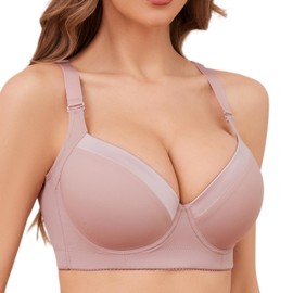 Bralettes for Women Push Up Bra Hide Back Fat Smoothing Bra Lightly T-Shirt Bra (Purple 34C)