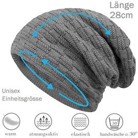 Hatstar Warm-lined, fine-knit women's, men's beanie hat with braided pattern and very soft fleece inner lining, soft and warm, unisex, for winter -