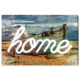 The Oliver Gal Artist Co. Typography and Quotes Wall Art Canvas Prints 'LED Home Décor, 24" x 16", Blue, Brown