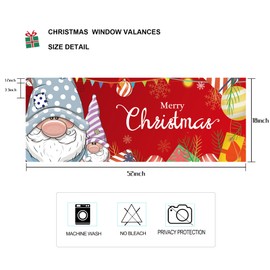 Deztibos Christma Elf red Windows Valances Christmas Pine Tree Snowy Kitchen Short Curtain Valances with Rod Pocket Xmas Small Farmhouse Window Topper Decoration 52x18inch