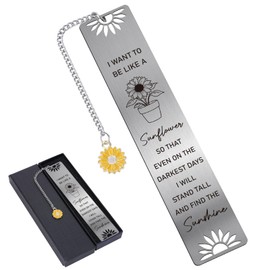 Berirexrion Sunflower Bookmark for Women - Inspirational Bookmarks Cute Motivational Metal I Want to Be Like A Sunflower Book Marks for Reading Women Girls Birthday Christmas Thanksgiving School Gifts