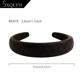SXQLYH Women's Headband Padded Headband Hair Band Soft PU Leather Padded Headbands Vintage Style Hair Band Fashion Comfortable Headbands for Women and Girls (Black, One)