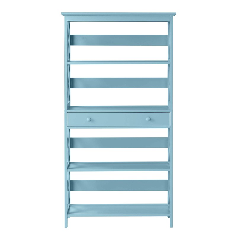 Convenience Concepts Oxford 5 Tier Bookcase with Drawer, Sea Foam