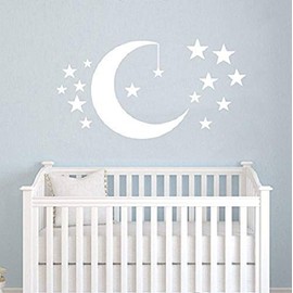 Wall Decal Moon and Stars Decals Cloudy Sky Baby Room Wall Decal Children Gift Bedroom Nursery Boy Girl Vinyl Stickers Wall Decor Playroom Murals