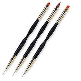 FULINJOY 3 bolígrafos de dibujo de uñas, doble extremo para arte de uñas, pincel acrílico redondo para pintura plana, herramientas de uñas