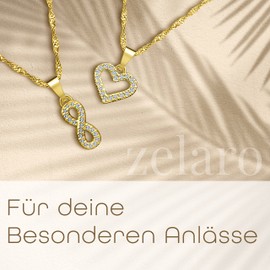 Zelaro Women's Necklace with Letters, Chain Gold and Chain Silver with Zirconia Letter Pendant Chain with Letters, Gift for Women Birthday, Adjustable Necklace in Gold, Copper, Cubic Zirconia