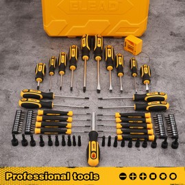 Magnetic Screwdriver Set with Case: 86-Piece Slotted Phillips, Hex, Torx, Precision, Nut Drivers, Driver Bits and Magnetizer, Ergonomic Handle, Ideal for Mechanics and Professionals