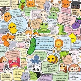 Inspirational Animal Stickers, Holographic Sparkly Style, Motivational Animal Buddies – Positive Affirmation Stickers for Bottles, Laptops & Phones, Waterproof Vinyl