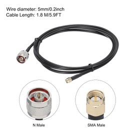 sourcing map Coaxial Cables 240 Type N Male to SMA Male Low Loss Coaxial Cable 5.9FT Black 1Pcs