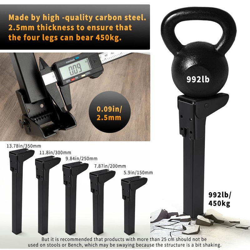 O.HSNYIU 4 Pcs Folding Table Legs Heavy Duty, 6", 8",