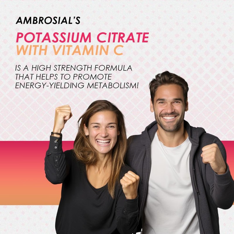 Ambrosial Potassium Citrate with Vitamin C Tablets | Non-GMO, Gluten-Free,