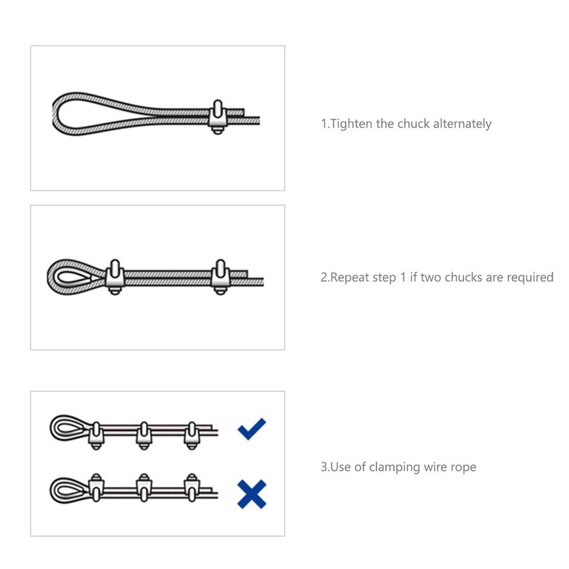 TERF TERF? 8 Pcs Wire Rope Cable Clip Clamps M8